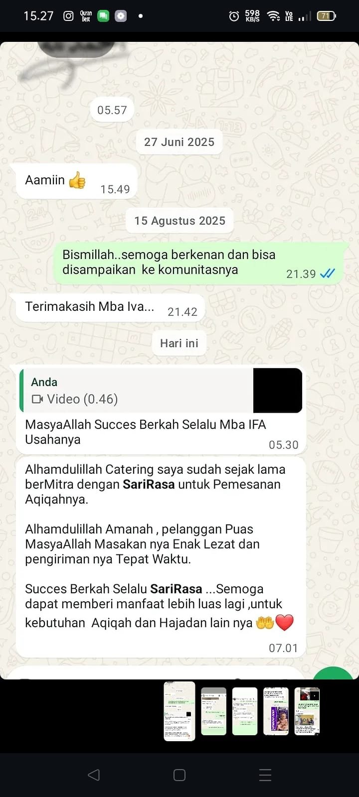 Testimoni Aqiqah Sarirasa